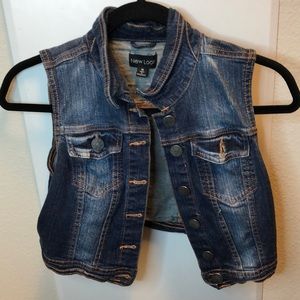Cropped denim vest